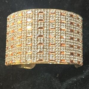 Sparkling Rose Gold Crystal Cuff Bracelet - Women Jewelry